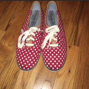 Red polka dot keds